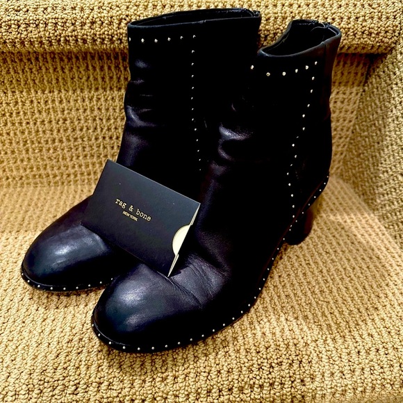 rag & bone Shoes - RAG & BONE New York. Black supple leather micro studded boots.
